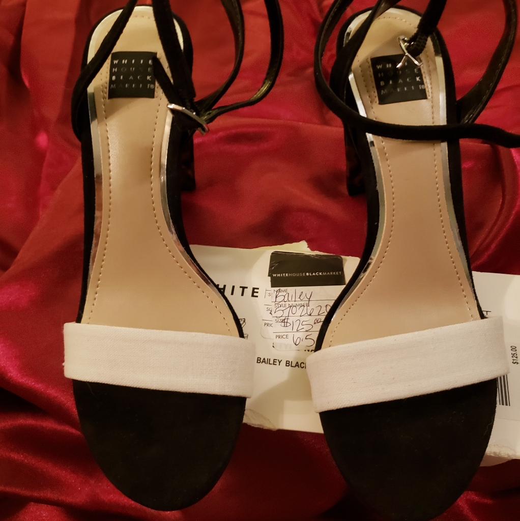 Whbm New** Tortoise Heel Cream/Black Shoes 6.5